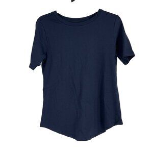 Universal Standard Blue Short Sleeve Crew Neck Tee 4XS 0 Cotton Casual Shirt top